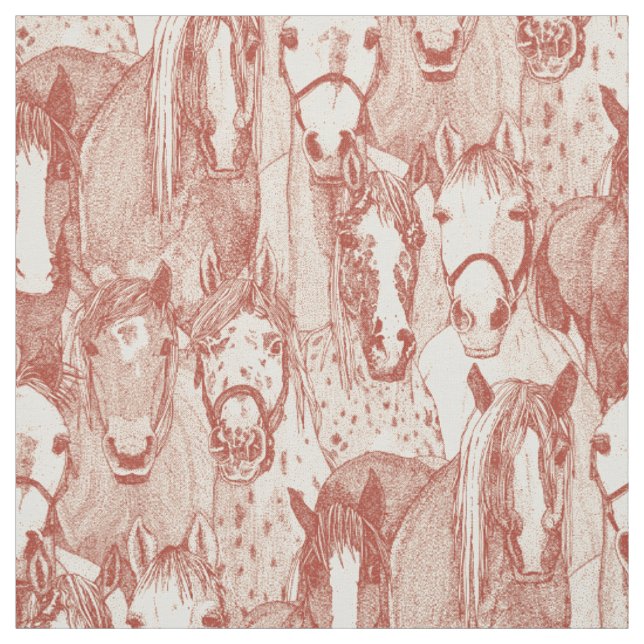 just horses paprika pearl fabric (Swatch)