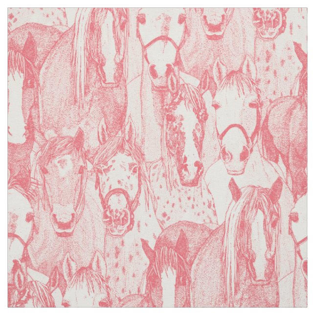 just horses rose pink half pearl fabric (Swatch)