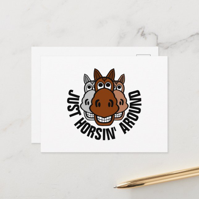 Just Horsin' Around, Horse Postcard (Front/Back In Situ)