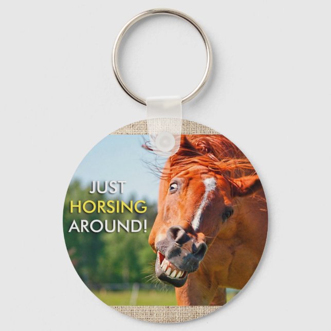 Just Horsing Around Horse Photograph Key Ring (Front)