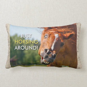 Just Horsing Around Horse Photograph Lumbar Cushion