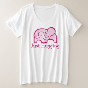 Just hugging elephant hug maternity pink t-shirt plus size T-Shirt