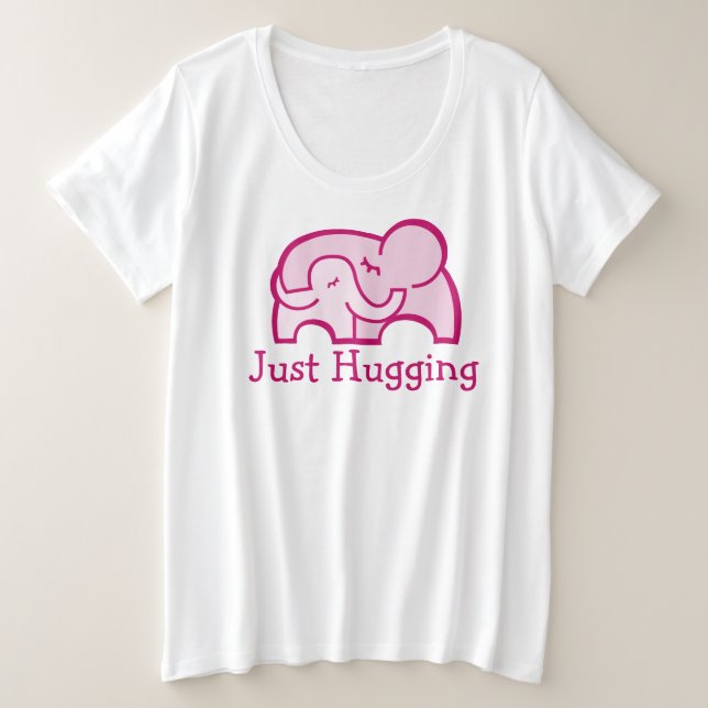 Just hugging elephant hug maternity pink t-shirt plus size T-Shirt (Design Front)