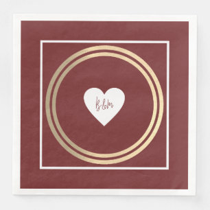 Just Initials Love Heart Burgundy Modern Napkin