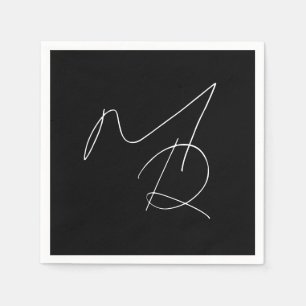 Just Initials... Simple Thin Script Monogram Napkin