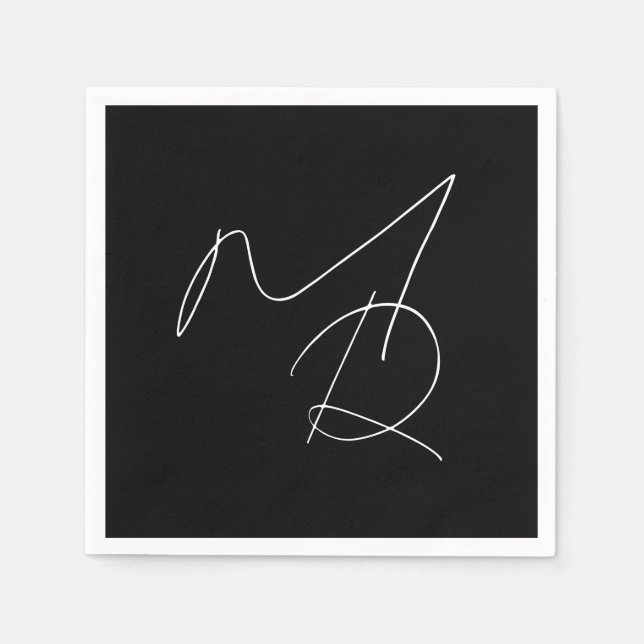 Just Initials... Simple Thin Script Monogram Napkin (Front)