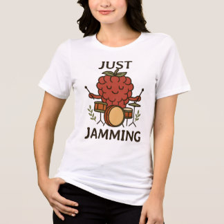 Just Jamming Raspberry Funny Fruit Gardening Music Tri-Blend Shirt