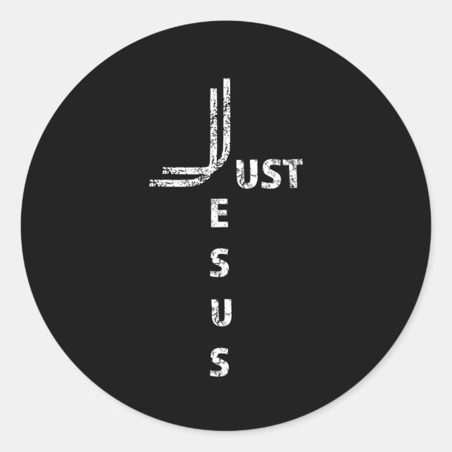Just Jesus Minimal Cross Back Design For Christian Classic Round Sticker (Front)