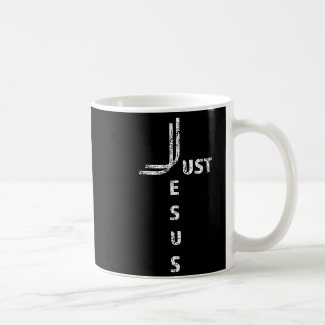 Just Jesus Minimal Cross Back Design For Christian Coffee Mug (Right)