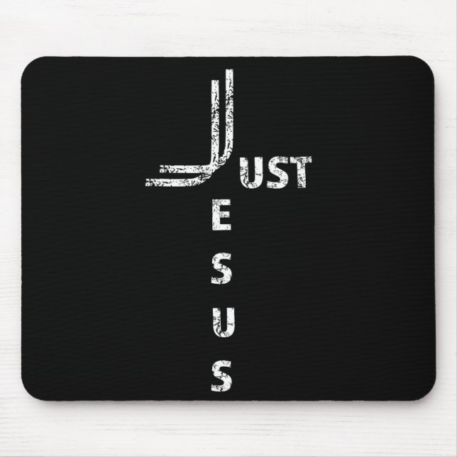 Just Jesus Minimal Cross Back Design For Christian Mouse Pad (Front)