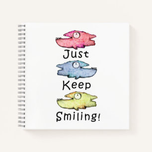 Just Keep Smiling! Colorful toothy fish Notebook