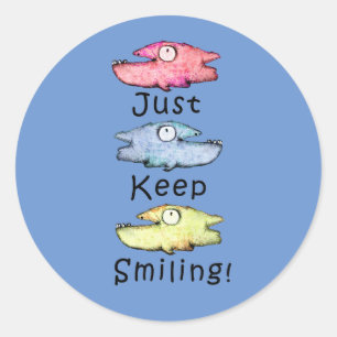 Just Keep Smiling! Colourful toothy fish Classic Round Sticker