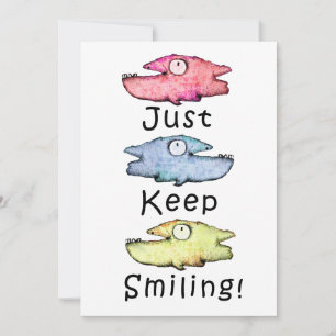 Just Keep Smiling! Colourful toothy fish Holiday C Card