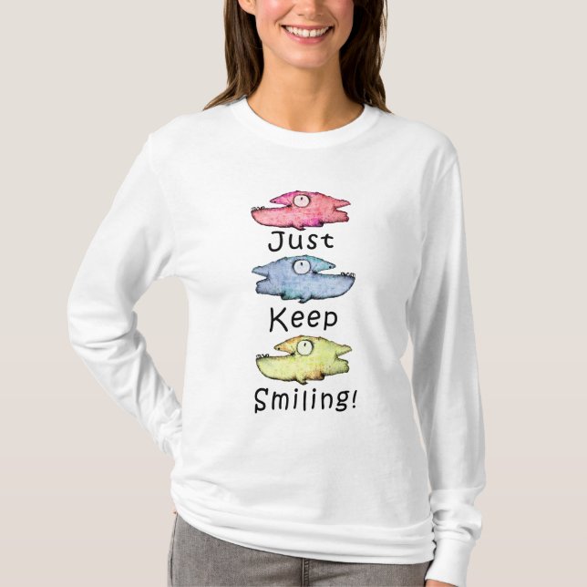 Just Keep Smiling! Colourful toothy fish T-Shirt (Front)