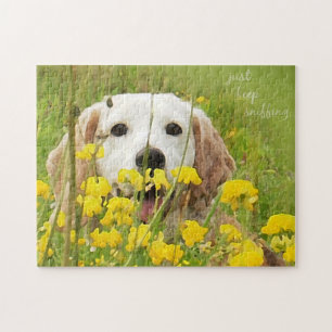 just keep sniffing beagle in wildflowers jigsaw puzzle
