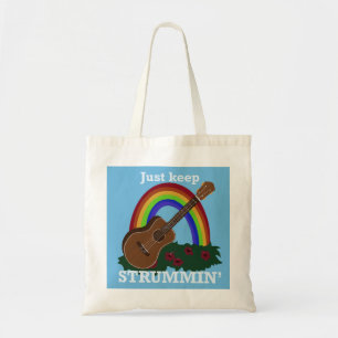 Just Keep Strummin’ Ukulele Rainbow Hawaiian Tote Bag