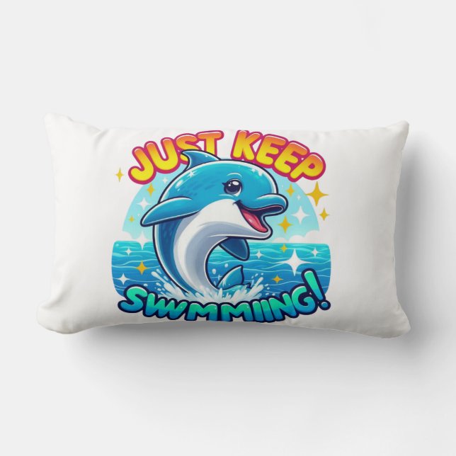  Just Keep Swimming Dolphin   Lumbar Cushion (Front)