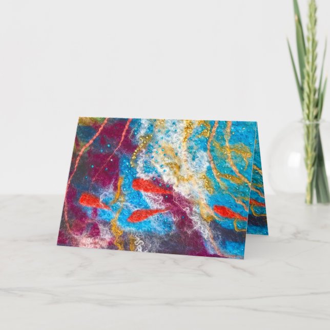 Just Keep Swimming felted art card Michele Ballant (Front)