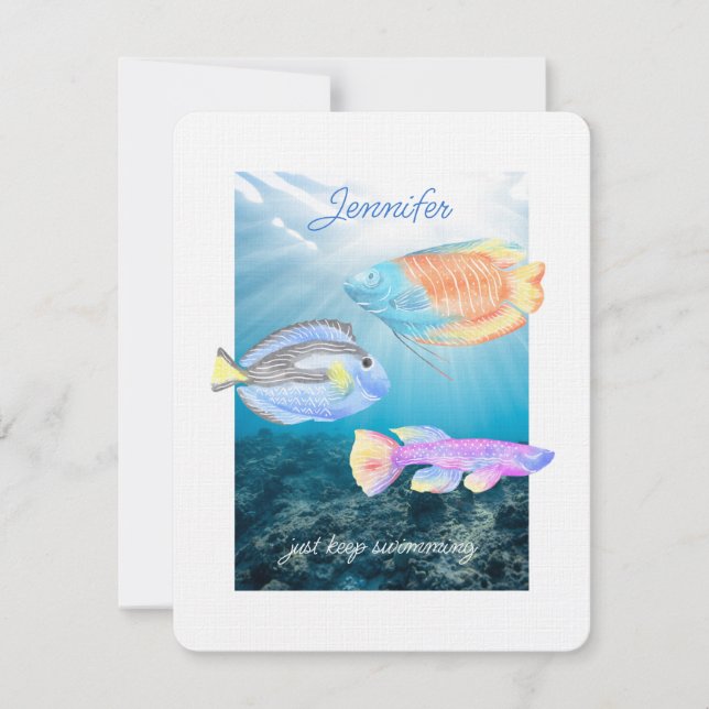 Just Keep Swimming Ocean Fish Card (Front)