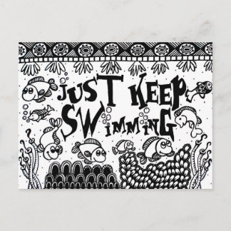 Just Keep Swimming postcards - Spoonie
