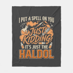 Just Kidding Haldol Halloween Potion Bottle Syring Fleece Blanket