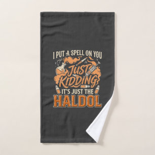 Just Kidding Haldol Halloween Potion Bottle Syring Hand Towel
