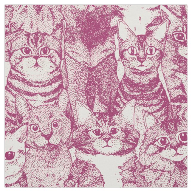 just kittens cherry fabric (Swatch)