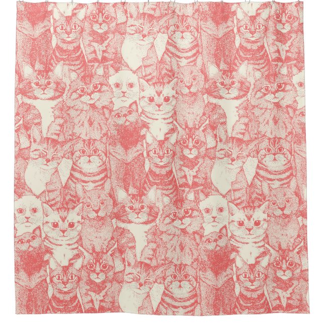just kittens coral pink shower curtain (Front)