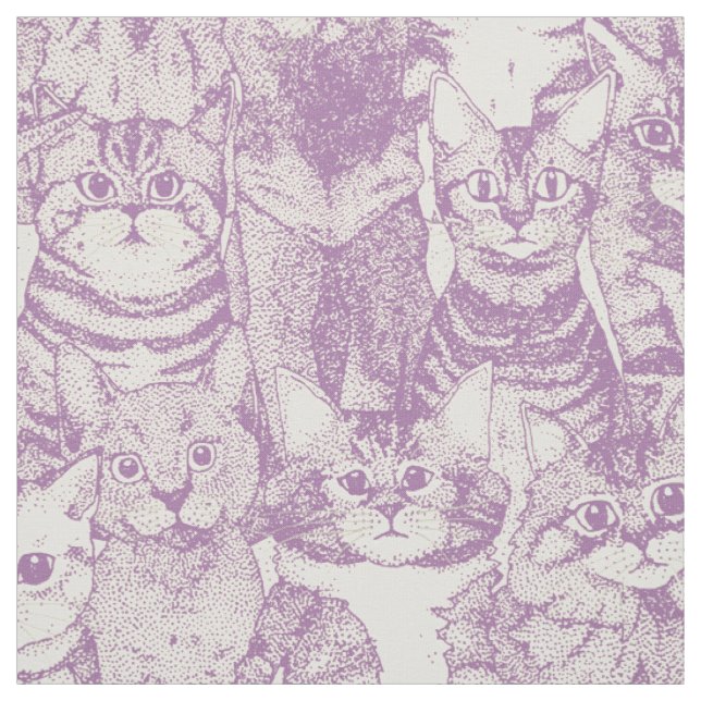 just kittens violet fabric (Swatch)