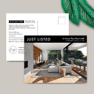 Just Listed Minimalist Property For Sale Marketing Postcard