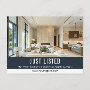 JUST LISTED PROPERTY PHOTO REAL ESTATE MARKETING POSTCARD