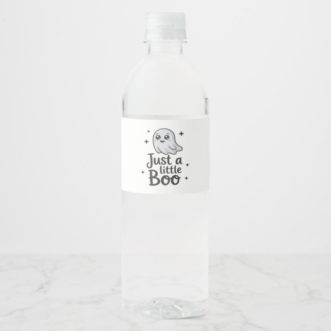 Just Little Boo Funny Design Water Bottle Label (Front)