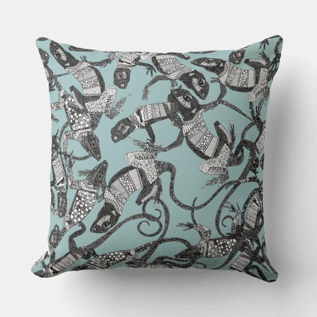 just lizards mist blue cushion (Front)