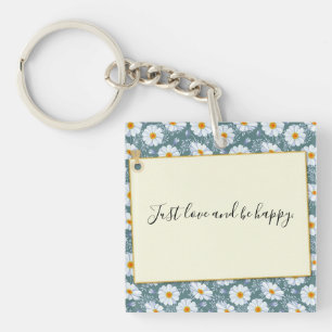 Just love and be happy  button key ring