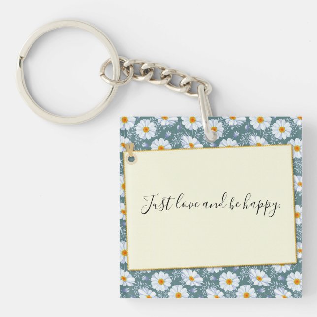 Just love and be happy  button key ring (Front)