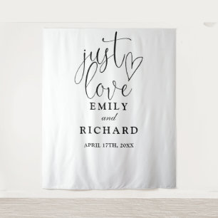 Just Love Black And White Wedding Photo Backdrop Tapestry