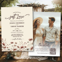 Just Love! Boho Wildflowers Photo QR Code Wedding