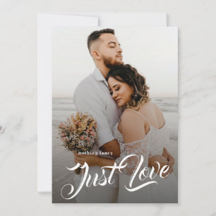 Just Love Brush Script Couple Photo Elopement Announcement