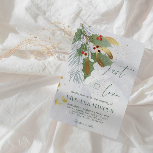 Just Love Christmas Wedding -Elegant Holiday Party Invitation (Creator Uploaded)