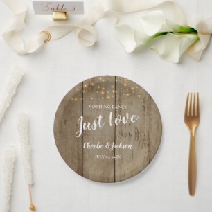 Just Love Country Glam Rustic Wedding Paper Plate