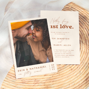 Just Love   Cream & Terracotta Retro Wedding Invitation