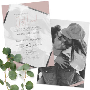 Just Love Dusty Rose 🌹 Casual Minimalist Wedding Invitation