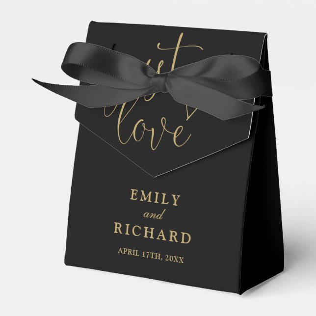 Just Love Elegant Modern Black And Gold Wedding Favour Box (Front Side)