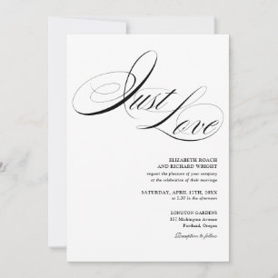 Just Love Elegant QR Code Black And White Wedding Invitation