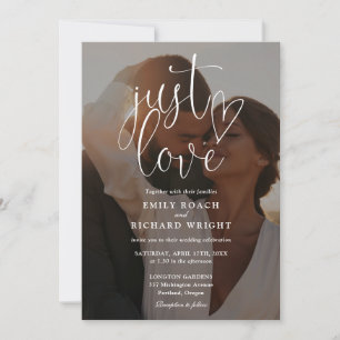 Just Love Elegant Script Photo All In One Wedding Invitation