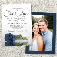 Just Love Elegant Steel Blue Rose & Photo Wedding