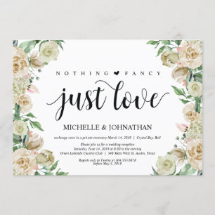Just love, Elopement Reception Invitation Card