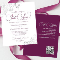 Just Love Magenta QR Code BUDGET Wedding Invite