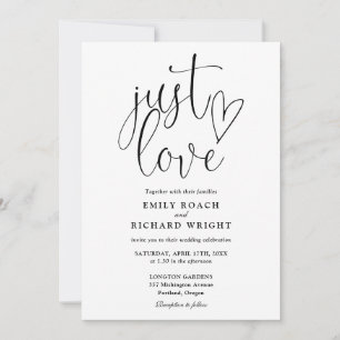 Just Love Modern QR Code Black And White Wedding Invitation