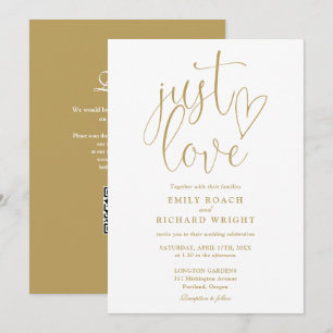 Just Love Modern QR Code Chic Gold Wedding Invitation